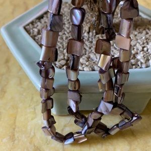 Antique abalone double strand long necklace